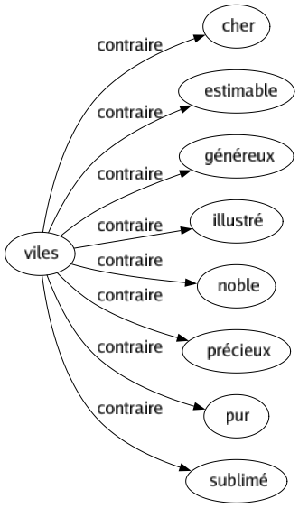 Contraire de Viles : Cher Estimable Généreux Illustré Noble Précieux Pur Sublimé 