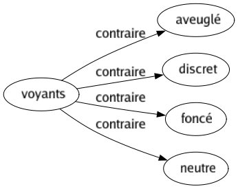 Contraire de Voyants : Aveuglé Discret Foncé Neutre 