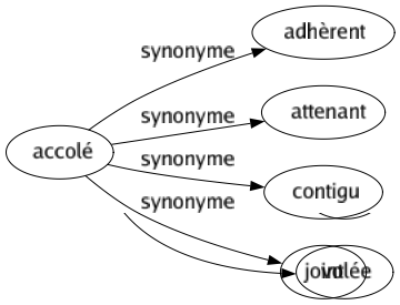 Synonyme de Accolé : Adhèrent Attenant Contigu Joint 