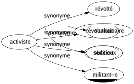 Synonyme de Activiste : Révolté Révolutionnaire Séditieux Militant-e 