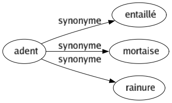 Synonyme de Adent : Entaillé Mortaise Rainure 