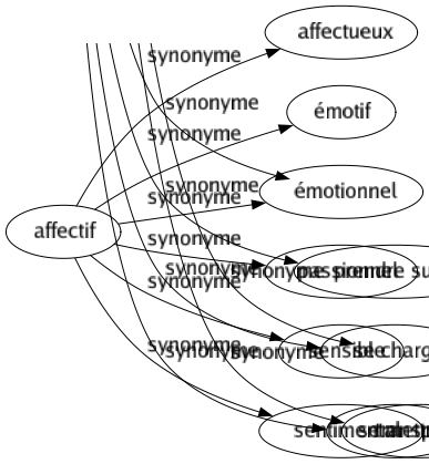 Synonyme de Affectif : Affectueux Émotif Émotionnel Passionnel Sensible Sentimental 