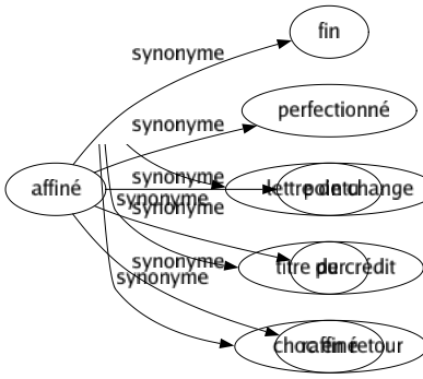 Synonyme de Affiné : Fin Perfectionné Pointu Pur Raffiné 