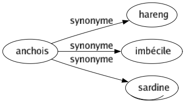 Synonyme de Anchois : Hareng Imbécile Sardine 