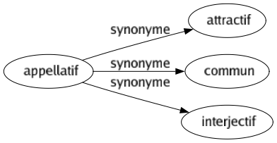 Synonyme de Appellatif : Attractif Commun Interjectif 