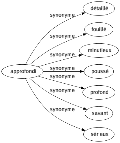 Synonyme de Approfondi : Détaillé Fouillé Minutieux Poussé Profond Savant Sérieux 