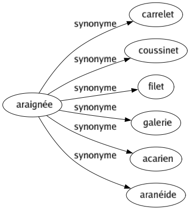 Synonyme de Araignée : Carrelet Coussinet Filet Galerie Acarien Aranéide 