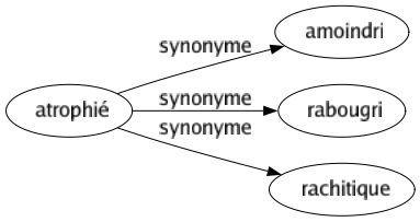 Synonyme de Atrophié : Amoindri Rabougri Rachitique 