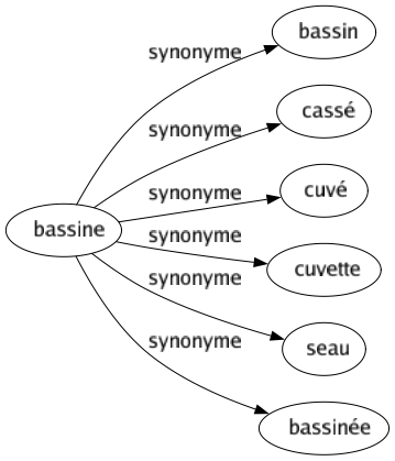 Synonyme de Bassine : Bassin Cassé Cuvé Cuvette Seau Bassinée 