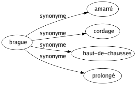 Synonyme de Brague : Amarré Cordage Haut-de-chausses Prolongé 