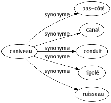 Synonyme de Caniveau : Bas-côté Canal Conduit Rigolé Ruisseau 