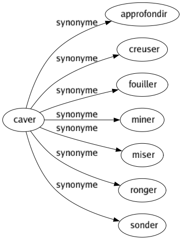 Synonyme de Caver : Approfondir Creuser Fouiller Miner Miser Ronger Sonder 