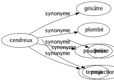 Synonyme de Cendreux : Grisâtre Plombé Poudreux Terreux 