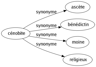 Synonyme de Cénobite : Ascète Bénédictin Moine Religieux 