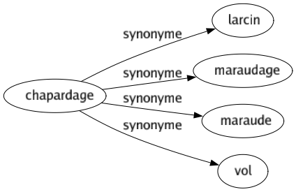 Synonyme de Chapardage : Larcin Maraudage Maraude Vol 