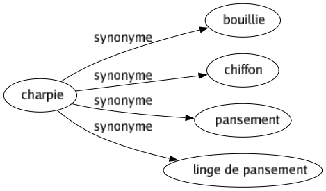 Synonyme de Charpie : Bouillie Chiffon Pansement Linge de pansement 