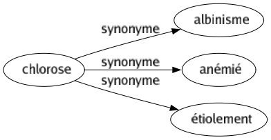 Synonyme de Chlorose : Albinisme Anémié Étiolement 