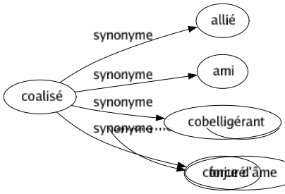 Synonyme de Coalisé : Allié Ami Cobelligérant Conjuré 