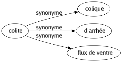 Synonyme de Colite : Colique Diarrhée Flux de ventre 
