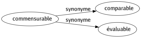 Synonyme de Commensurable : Comparable Évaluable 