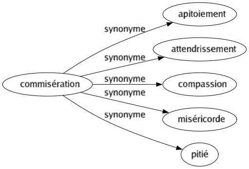 Synonyme de Commisération : Apitoiement Attendrissement Compassion Miséricorde Pitié 