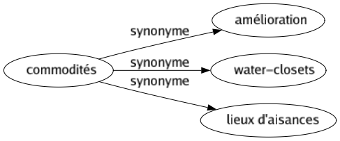 Synonyme de Commodités : Amélioration Water-closets Lieux d'aisances 