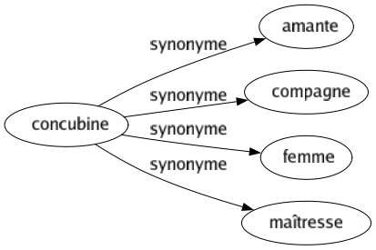Synonyme de Concubine : Amante Compagne Femme Maîtresse 