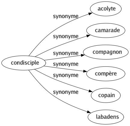 Synonyme de Condisciple : Acolyte Camarade Compagnon Compère Copain Labadens 