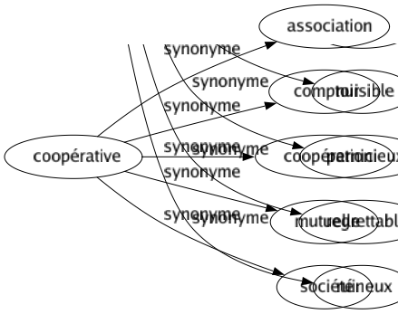 Synonyme de Coopérative : Association Comptoir Coopération Mutuelle Société 