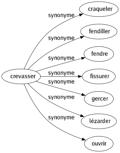 Synonyme de Crevasser : Craqueler Fendiller Fendre Fissurer Gercer Lézarder Ouvrir 