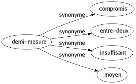 Synonyme de Demi-mesure : Compromis Entre-deux Insuffisant Moyen 