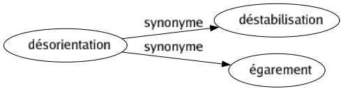 Synonyme de Désorientation : Déstabilisation Égarement 