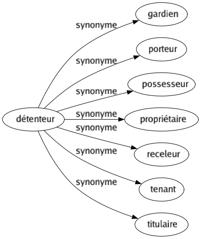 Synonyme de Détenteur : Gardien Porteur Possesseur Propriétaire Receleur Tenant Titulaire 