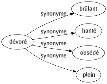 Synonyme de Dévoré : Brûlant Hanté Obsédé Plein 