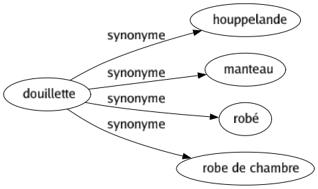 Synonyme de Douillette : Houppelande Manteau Robé Robe de chambre 