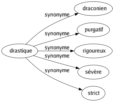 Synonyme de Drastique : Draconien Purgatif Rigoureux Sévère Strict 