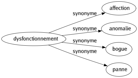 Synonyme de Dysfonctionnement : Affection Anomalie Bogue Panne 