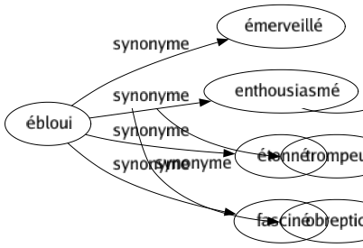 Synonyme de Ébloui : Émerveillé Enthousiasmé Étonné Fasciné 