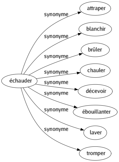 Synonyme de Échauder : Attraper Blanchir Brûler Chauler Décevoir Ébouillanter Laver Tromper 