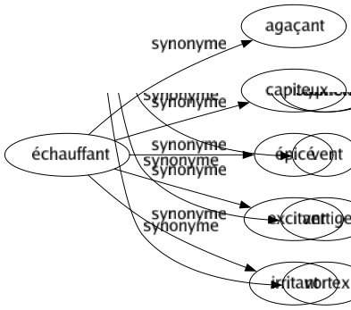 Synonyme de Échauffant : Agaçant Capiteux Épicé Excitant Irritant 