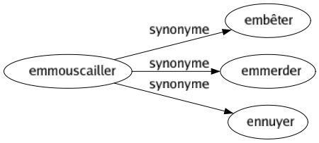 Synonyme de Emmouscailler : Embêter Emmerder Ennuyer 
