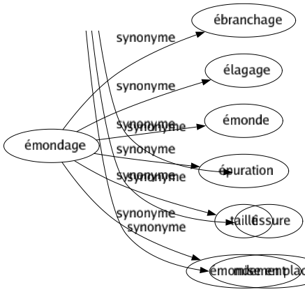 Synonyme de Émondage : Ébranchage Élagage Émonde Épuration Taillé Émondement 