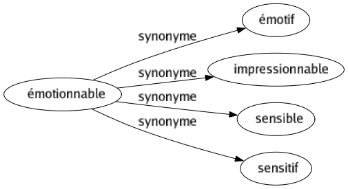 Synonyme de Émotionnable : Émotif Impressionnable Sensible Sensitif 