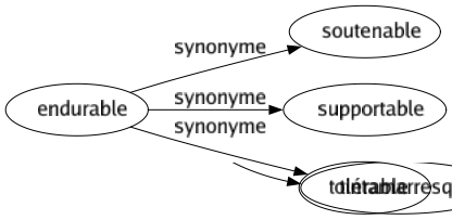 Synonyme de Endurable : Soutenable Supportable Tolérable 