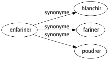 Synonyme de Enfariner : Blanchir Fariner Poudrer 