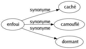 Synonyme de Enfoui : Caché Camouflé Dormant 