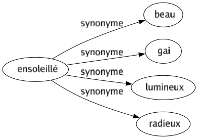 Synonyme de Ensoleillé : Beau Gai Lumineux Radieux 