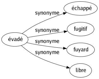 Synonyme de Évadé : Échappé Fugitif Fuyard Libre 