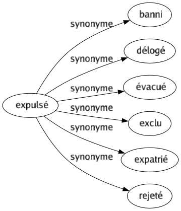 Synonyme de Expulsé : Banni Délogé Évacué Exclu Expatrié Rejeté 