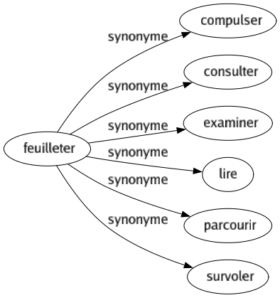 Synonyme de Feuilleter : Compulser Consulter Examiner Lire Parcourir Survoler 